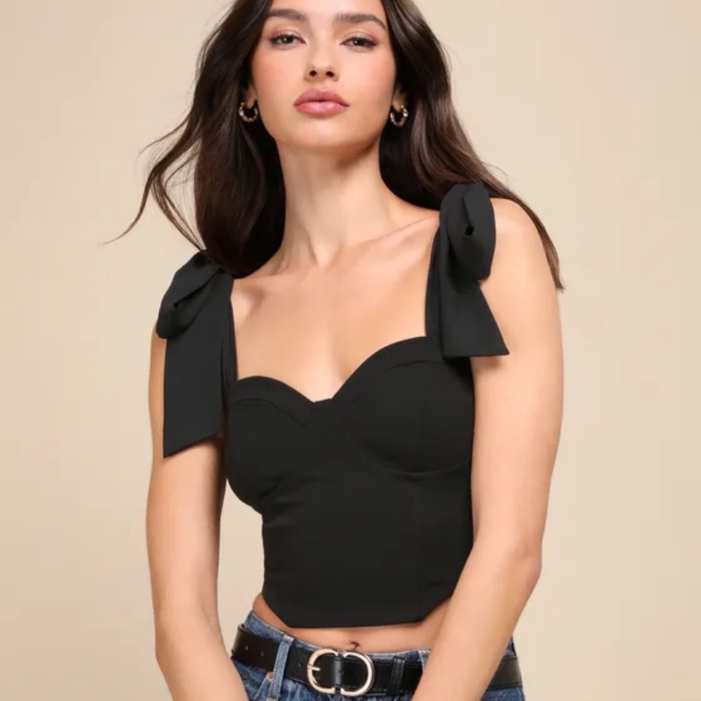 Lulus Black Bow Strap Tank Top